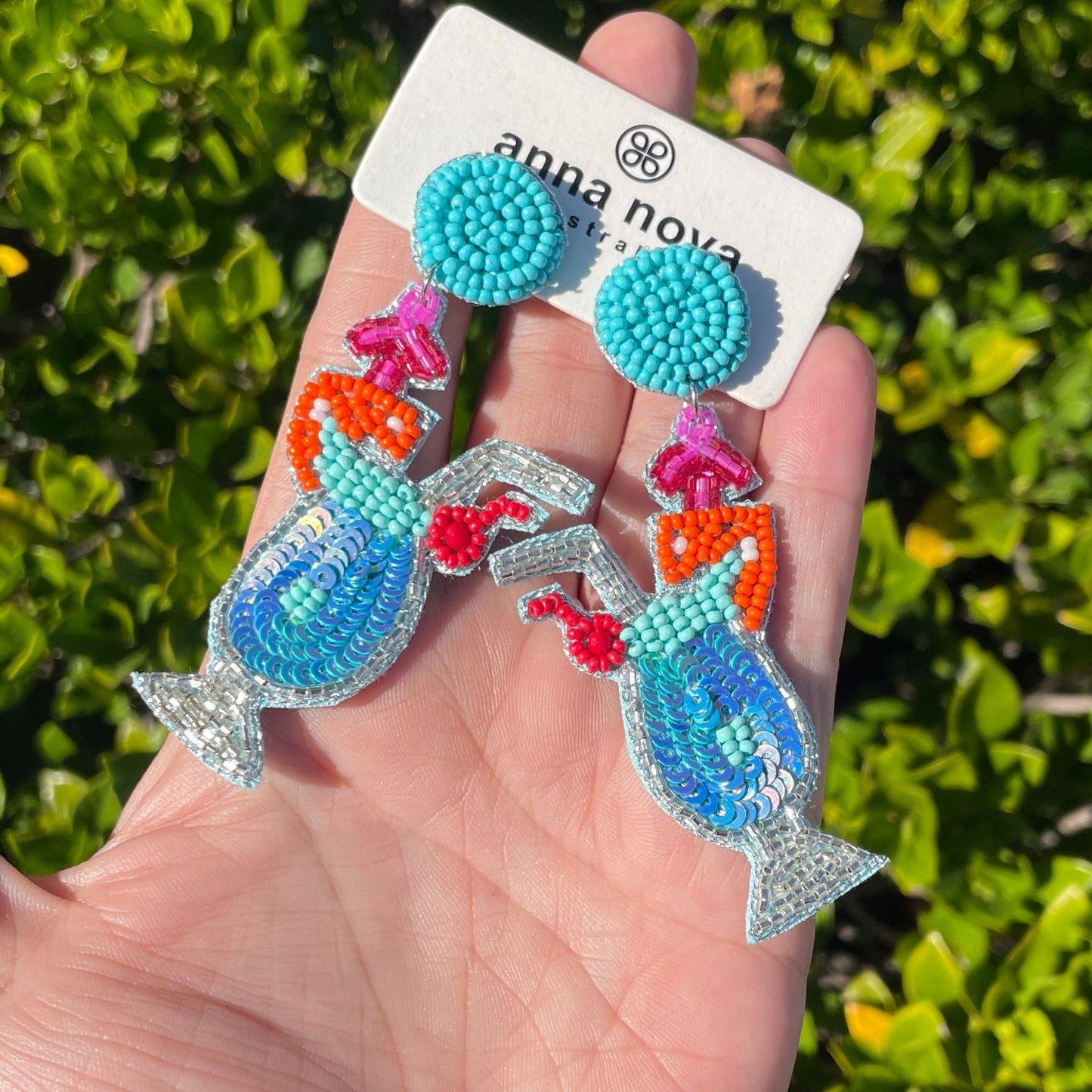 Beaded Earrings Blue Cocktail