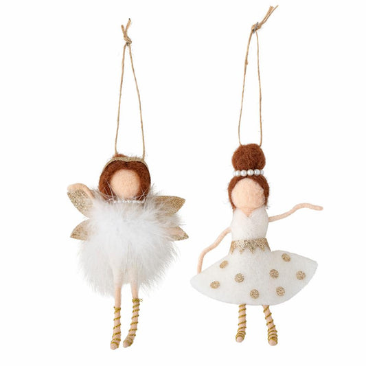 Wool Angel Ornaments - Set of 2