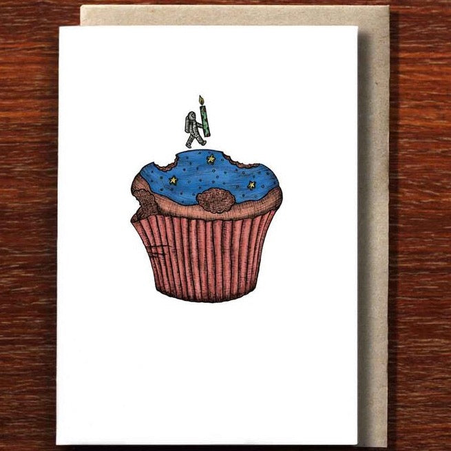 Cupcake Spaceman Greeting Card