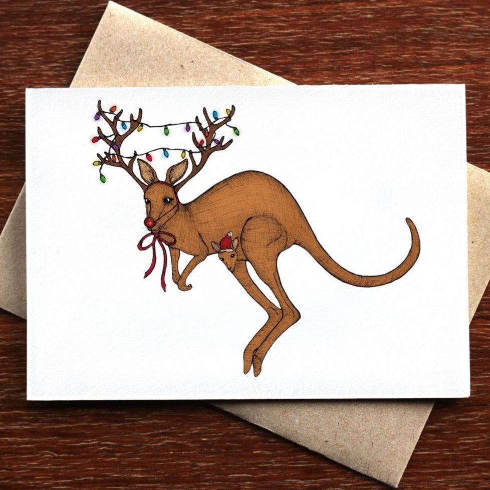 Kangaroo Christmas Greeting Card