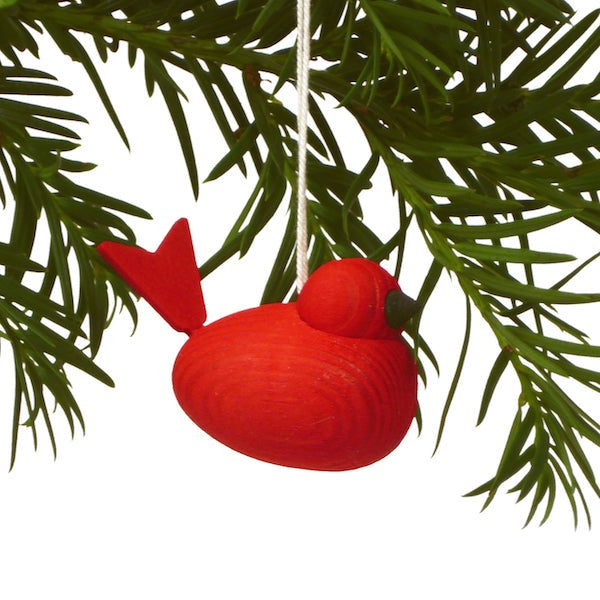 Wooden Bird Ornament Red