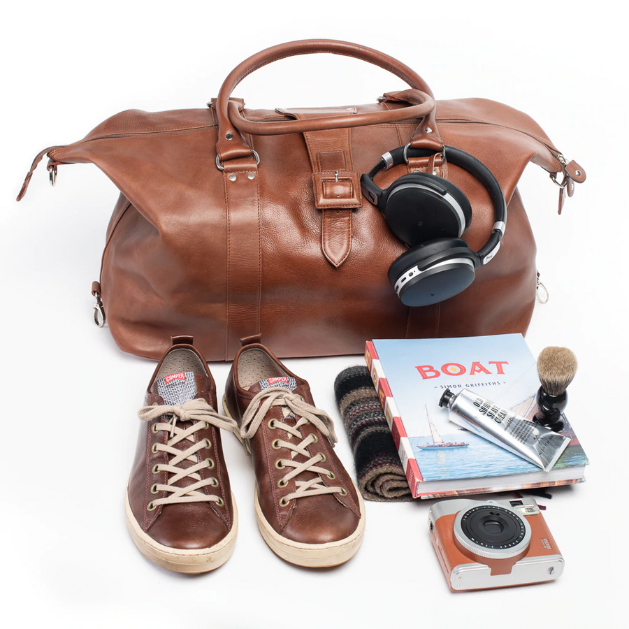 Theo Leather Travel Bag Brown