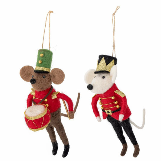 Wool Mice Ornaments - Set of 2
