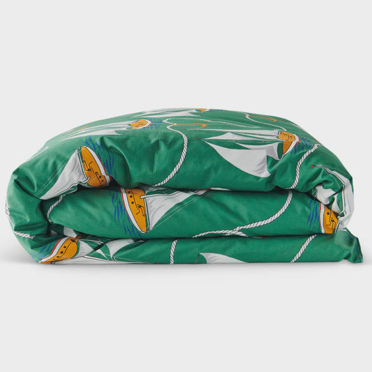 Hey Sailor Green Organic Cotton Quilt Cover