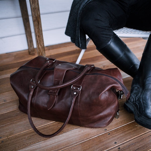 Theo Leather Travel Bag Brown